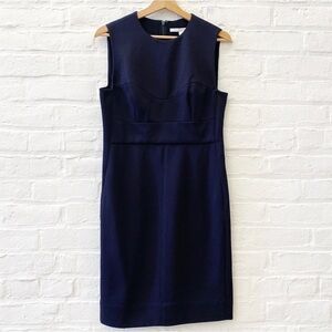 Diane von Furstenberg || DVF Hibiki Sweetheart Sheath Pencil Dress Navy 10